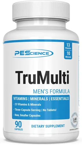 PEScience TruMulti Men's, Multivitamínico con vitamina C, D, zinc de primera calidad para apoyo inmunológico y estrés, 90 cápsulas