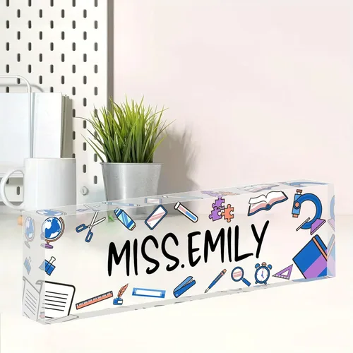Miniatura 28 de Placa de nombre personalizada, placa de nombre personalizada para oficina, accesorio de escritorio de acrílico, regalos para compañeros de trabajo