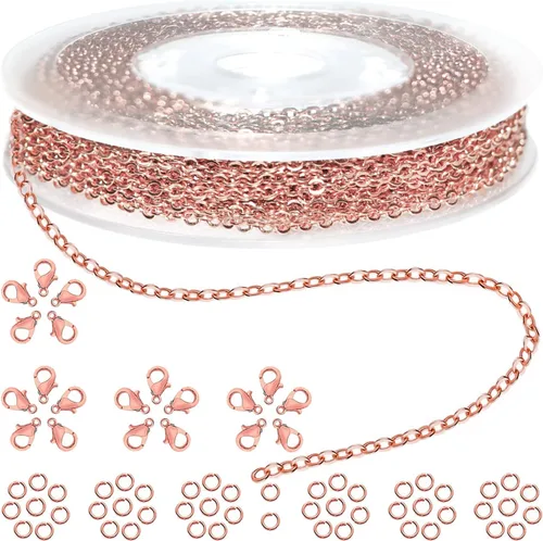 Miniatura 30 de Jishi Cadena de serpiente de oro de 33 pies de 0.047 in, cadenas para hacer joyas, collares, pulseras, suministros de joyería, hallazgos – Rollo