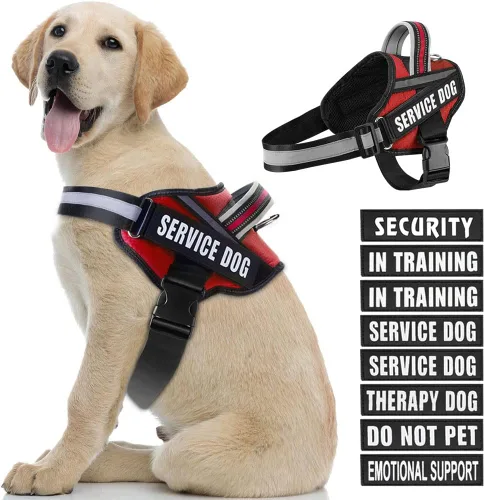 Miniatura 28 de Juego de arnés y parches para chaleco de perro, arnés para perro de servicio en entrenamiento Animire con 10 parches para perros, chaleco Rosa