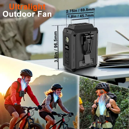 Miniatura 5 de CAZOKASI Ventilador personal con clip para la cintura, recargable, portátil, manos libres, para viajar, trabajar, al aire libre, oficina