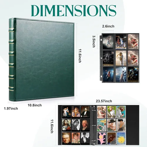 Miniatura 6 de WOT I Carpeta Deluxe para Tarjetas Coleccionables, 450 Bolsillos, Fundas para Carpeta de Tarjetas Coleccionables, Carpeta de Cuero Recargable de 3