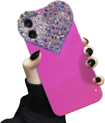 Miniatura 15 de Bonita funda para iPhone 11 con purpurina 3D para mujeres y niñas, bonita funda transparente con diamantes de imitación y diamantes de imitación