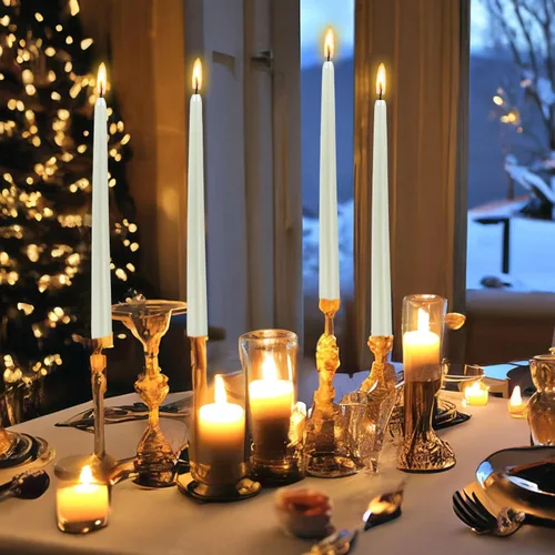Miniatura 22 de Velas en espiral de Navidad, velas cónicas doradas, 10 pulgadas, sin perfume, para regalo de invierno, vacaciones, Navidad, decoración del hogar