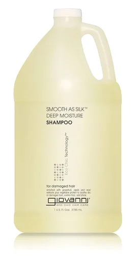 GIOVANNI Eco Chic Smooth as Silk - Champú de humedad profunda - Manzana + extractos de aloe, calma el encrespamiento, desenreda, lava y listo, sin