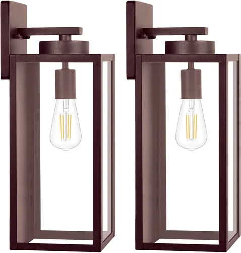 Miniatura 19 de Paquete de 2 lámparas de pared para exteriores, faroles impermeables y modernos, dispositivos de iluminación para porche, con casquillo E26