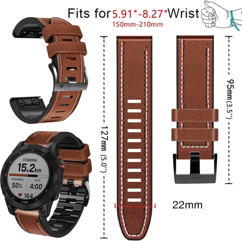 Miniatura 6 de Abanen Correa de reloj de piel de fibra con forro de silicona para Garmin Fenix 8 / Tactix 8 / epix Pro (1.772 pulgadas), ajuste rápido, correa