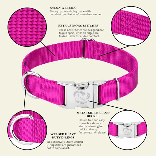 Miniatura 6 de Country Brook Petz – Collar de nailon premium con hebilla de metal para perro para razas pequeñas, medianas y grandes – Más de 10 colores geniales