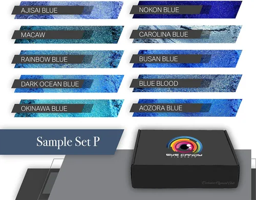 Eye Candy Pigments Blue Mica Pigment Powder Set P - Polvo de mica para arte de resina epoxi - Carpintería - Polvo de mica de grado cosmético -