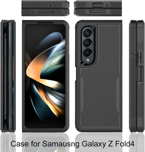 Miniatura 7 de Funda WOGROO para Samsung Galaxy Z Fold 4 - Funda protectora para teléfono a prueba de golpes, duradera, negra