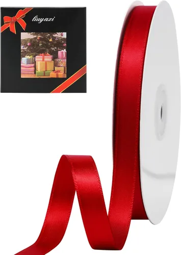 Miniatura 99 de LIUYAXI - Cinta de satén roja de doble cara, 2 pulgadas X 25 yardas continuas, cintas perfectas para envolver regalos, ramo de boda, decoración DIY
