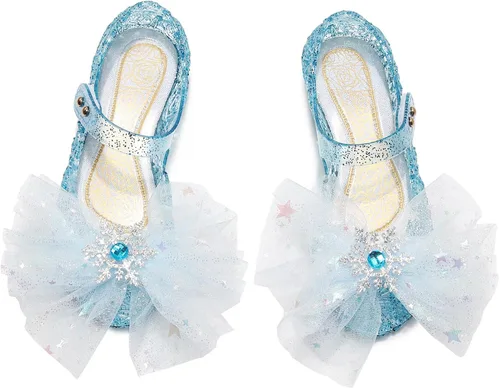 Miniatura 5 de OMGard Zapatos de gelatina para niñas, sandalias de cumpleaños de princesa de reina de la nieve para niñas pequeñas, sandalias azules con purpurina