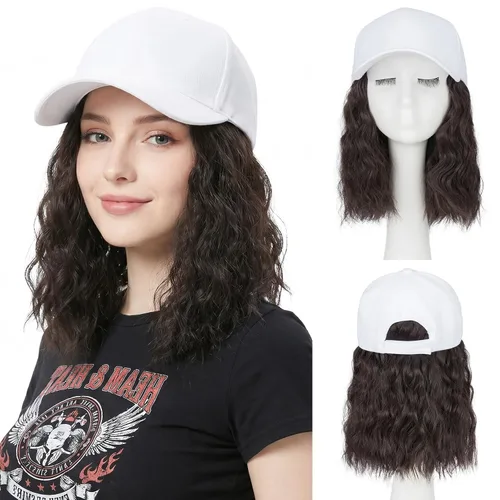 Miniatura 12 de SEGO Gorra de béisbol con extensiones de cabello para mujer, resistente al calor, sintético, 6 pulgadas, ajustable, corta, recta, peluca de repuesto