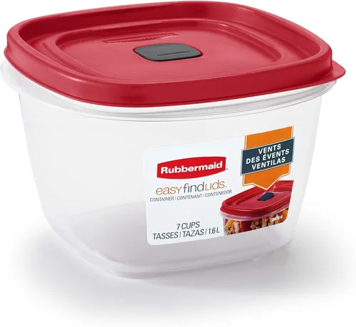 Miniatura 11 de Rubbermaid EasyFindLids - Recipientes para preparación de comidas, 5.5 tazas, color rojo