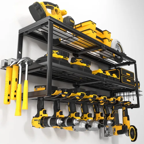Miniatura 10 de YYR Organizador de Herramientas Eléctricas de Servicio Pesado para Montaje en Pared, Perchero de Almacenamiento para Taladro Inalámbrico, Soporte