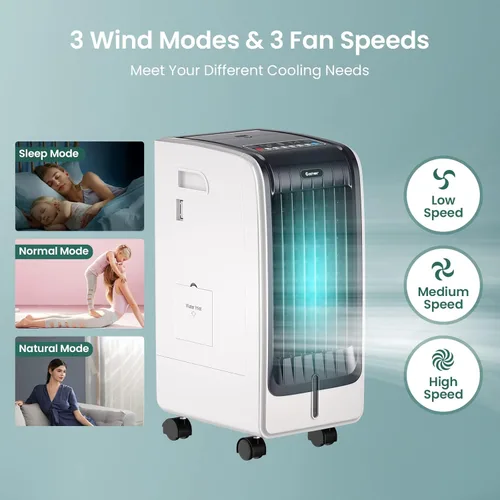 Miniatura 4 de COSTWAY Enfriador de aire evaporativo portátil para habitación, enfriador de aire portátil 3 en 1 con control remoto, temporizador de 8 horas, 2