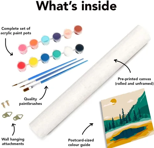 Miniatura 6 de FQOVKYN Paquete de 4 pinturas de atardecer por números para adultos principiantes, pintura de paisajes por números sobre lienzo, pintura acrílica