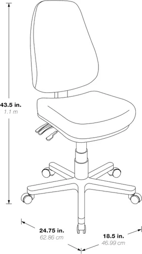 Miniatura 2 de Office Star - Silla ergonómica de oficina de doble función con respaldo acolchado ajustable y soporte lumbar integrado, sin brazos, tela Dillon Tela