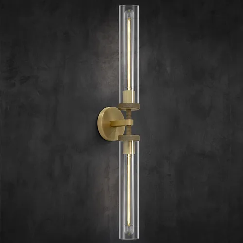 Aplique de pared de baño de 30", apliques de pared de latón con cableado fijo, aplique de pared dorado regulable, apliques lineales moleteados de