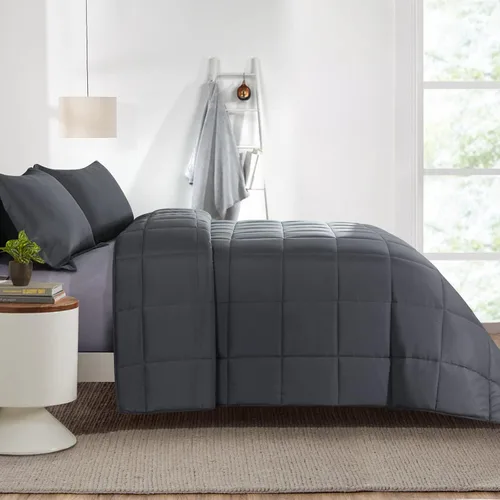 Miniatura 4 de HOMBYS Edredón de tamaño King de Alaska de 136 x 120 pulgadas para todas las estaciones, relleno de edredón de gran tamaño, edredón de cama Gris