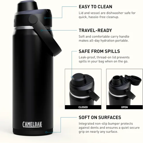 Miniatura 3 de CamelBak Thrive Chug - Botella de agua aislada de acero inoxidable, color negro, 20 onzas