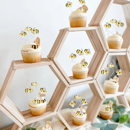 Miniatura 2 de 30 piezas de adornos para cupcakes de abejorro, pequeñas figuritas de resina, adornos para pasteles de abeja, Oh Babee, decoraciones para pasteles