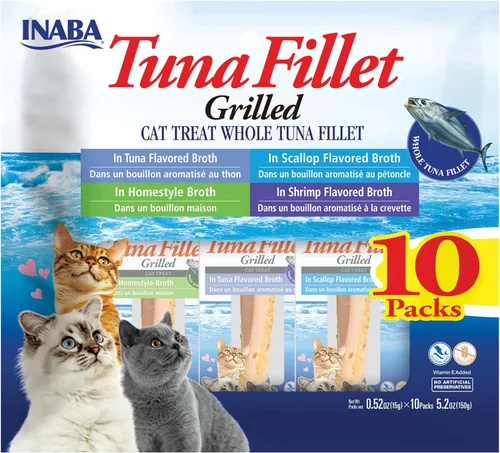 Miniatura 13 de INABA Filete de atún a la parrilla natural de primera calidad para gatos, complemento/complemento con vitamina E y extracto de té verde, 0.52 onzas