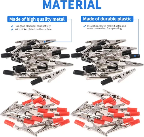 Miniatura 3 de Glarks Kit surtido de abrazaderas de cocodrilo de metal de 2.087 in, kit surtido de abrazaderas de prueba eléctricas de cocodrilo, kit surtido