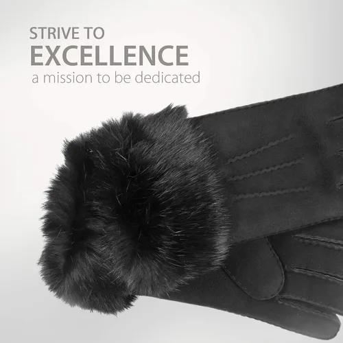 Miniatura 5 de YISEVEN Guantes de piel de oveja merino para mujer