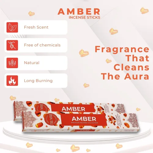 Miniatura 5 de Varillas de incienso ámbar – Total 40 varillas de incienso – Paquete doble de 20 Insense – Inciensos – Inscents – Ingredientes naturales no tóxicos