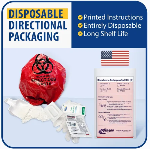 Miniatura 4 de MFASCO Kit de derrames de patógenos transmitidos por la sangre, bolsa de limpieza, kit desechable de limpieza de vómitos para restaurantes