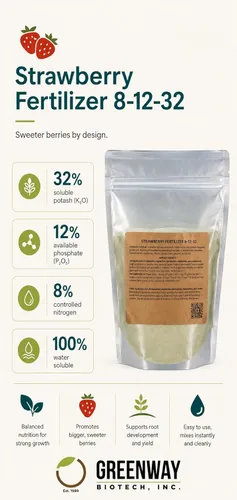 Miniatura 2 de Greenway Biotech, Inc. Fertilizante de fresa 8-12-32 en polvo, soluble en agua con micronutrientes quelados para fresas, arándanos, frambuesas