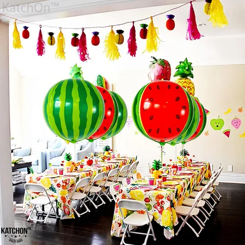 Miniatura 8 de KatchOn, Globos grandes de sandía – 22 pulgadas, paquete de 6 Globos de verano para decoraciones de cumpleaños de sandía Decoración de fiesta