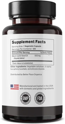 Miniatura 6 de Cápsulas de aceite de semilla negra (OMG y vegano) prensado en frío Nigella sativa que proporciona aceite de semilla de comino negro puro Super