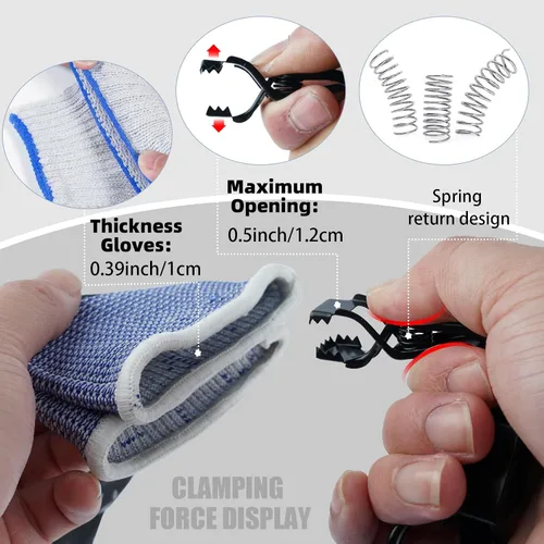 Miniatura 3 de MELOTOUGH Clips de Guante de Metal de Servicio Pesado Clips de Guantes para Trabajo Portadores de Guantes Clip de Guante de Seguridad con 2 Pinzas
