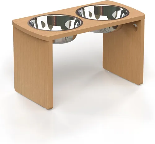 Miniatura 21 de Cuencos elevados para perros, cuenco elevado de bambú para perros y gatos pequeños, con 2 cuencos de acero inoxidable