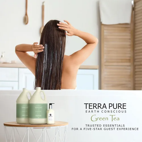 Miniatura 7 de Terra Pure Acondicionador de hotel de té verde 1 galón para hotelería y alquileres vacacionales para rellenar dispensadores (un galón)