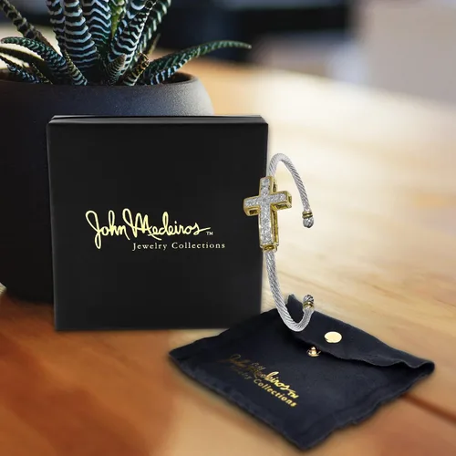Miniatura 9 de John Medeiros Celebration - Pulsera pequeña de alambre con cruz de pavé, pulsera de cruz con piedras de circonita cúbica como un regalo inspirador