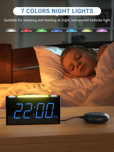 Miniatura 5 de PPLEE Reloj despertador súper fuerte para personas que duermen profundamente, con discapacidad auditiva o sordos, reloj despertador vibratorio