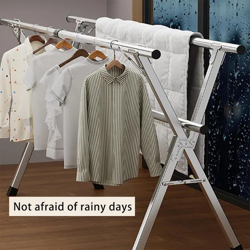 Miniatura 6 de Estante de secado de ropa plegable para interiores y exteriores, longitud ajustable portátil, fácil de mover, ahorro de espacio, proporciona un