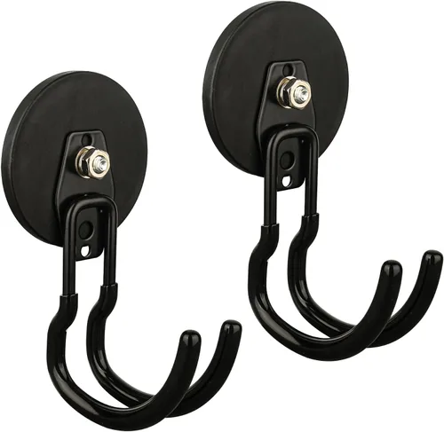 Miniatura 12 de MUTUACTOR Ganchos magnéticos resistentes, 2 ganchos magnéticos fuertes para colgar en el garaje, antideslizantes, potentes ganchos de almacenamiento
