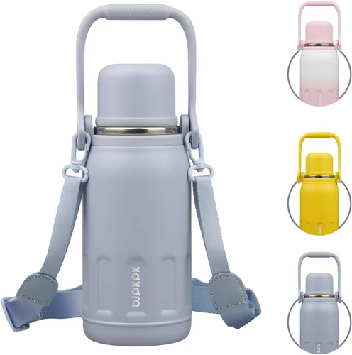 Miniatura 25 de BJPKPK - Botellas de agua termoaisladas de 27 onzas con tapa y asa de transporte, botellas de agua de acero inoxidable libres de BPA para la Verde