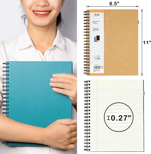Miniatura 2 de 3 paquetes de cuadernos en espiral, diario a rayas en espiral con tapa dura, 8.5 x 11 pulgadas, 240 páginas, papel de 3.53 oz/m², cuadernos