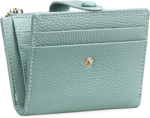 Miniatura 12 de FALAN MULE - Carteras pequeñas para mujer con bloqueo RFID, piel auténtica, cartera plegable delgada con cremallera y monedero para monedas
