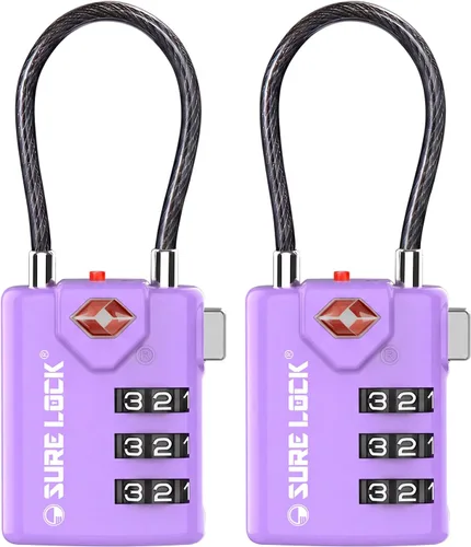 Miniatura 19 de Candados para equipaje, para viajes, compatibles con TSA, con indicador de inspección y diales de lectura fácil. Paquete de 1, 2 o 4 unidades.