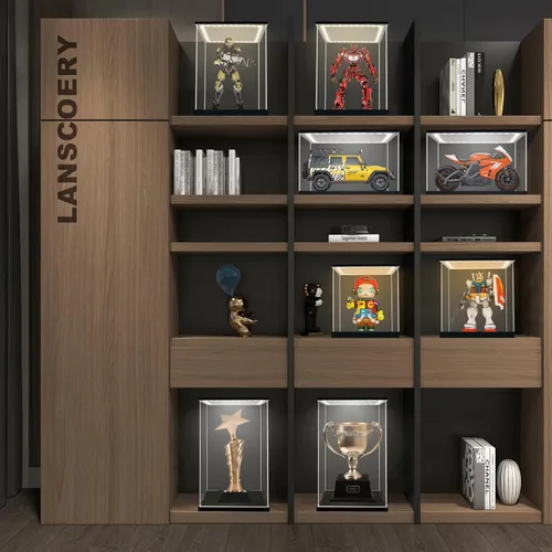 Miniatura 7 de LANSCOERY Vitrina de acrílico con luz LED ajustable amarilla/blanca/cálida, caja transparente de protección UV, vitrina a prueba de polvo