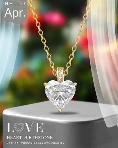Miniatura 5 de Collar de piedra natal genuina para mujer, collar de amor de corazón, regalos de cumpleaños para ella