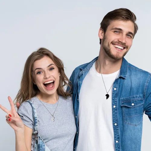 Miniatura 2 de COAI Collares con colgante de corazón en corazón para parejas
