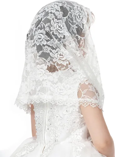 Miniatura 5 de PAMOR Infinity First Comunion Veils for Girls Lace Chapel Veil Mantilla Veils Latin Miss Church Velo para Bautismo Católico