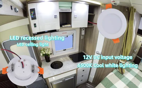 Miniatura 5 de DC - Lámpara de techo empotrable LED de 12 V, 3 W, panel delgado, luces LED de bajo voltaje, tamaño de corte de 2.5 pulgadas, blanco frío 6500 K